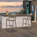 PURPLE LEAF Bar Stools Set of 2 Modern Rattan Bar Stools Counter Stools with Cushions for Outdoor Kitchen Island Stools