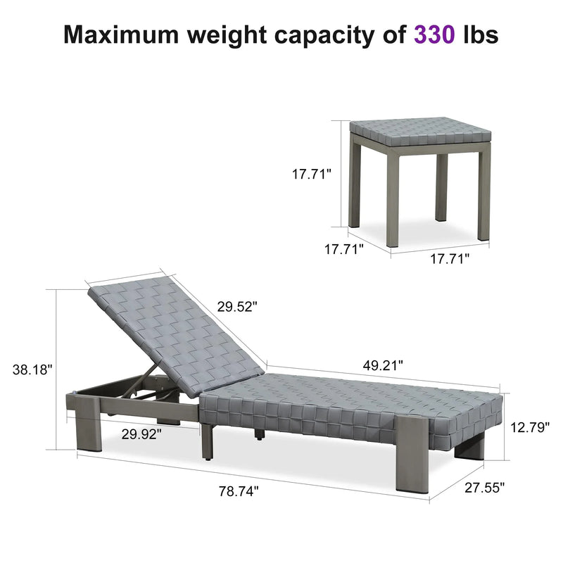 PURPLE LEAF Patio Lounge Chair Modern Outdoor Chaise Lounge 2 Piece with Adjustable Backrest Rattan Chaise Lounge Chairs for Pool Garden Backyard Beach