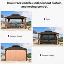 PURPLE LEAF Outdoor Hardtop Gazebo for Garden Bronze Double Roof Aluminum Frame Pavilion