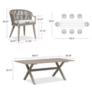 PURPLE LEAF Outdoor Dining Set All Weather Wicker Patio Dining Set with Rectangular Aluminum Table and Modern Armrest Dining Chairs for Garden Deck Backyard Kitchen