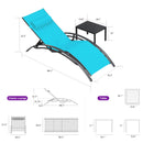 OPEN BOX I PURPLE LEAF Patio Chaise Lounge Set Outdoor Beach Pool Sunbathing Lawn Lounger Recliner Chair Outside Chairs with Side Table Included