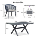 PURPLE LEAF Outdoor Dining Table Set All-Weather Aluminum with Wood Grain Table and Rope Woven Chairs Includes Backyard Patio Cushions