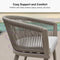 PURPLE LEAF Outdoor Dining Table Set All-Weather Aluminum with Wood Grain Table and Rope Woven Chairs Includes Backyard Patio Cushions