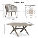 PURPLE LEAF Outdoor Dining Table Set All-Weather Aluminum with Wood Grain Table and Rope Woven Chairs Includes Backyard Patio Cushions