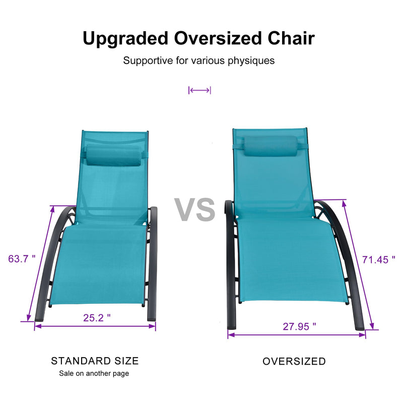 OPEN BOX I PURPLE LEAF Patio Chaise Lounge Set Outdoor Beach Pool Sunbathing Lawn Lounger Recliner Chair Outside Chairs with Side Table Included