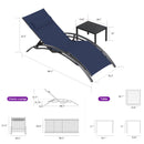 OPEN BOX I PURPLE LEAF Patio Chaise Lounge Set Outdoor Beach Pool Sunbathing Lawn Lounger Recliner Chair Outside Chairs with Side Table Included