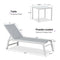 PURPLE LEAF Outdoor Chaise Lounge Chairs Set of 2 White Aluminum Lounge Chair Five-Position Adjustable Chaise with Wheels and Table for Pool Deck Patio