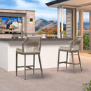 PURPLE LEAF Bar Stools Set of 2 Modern Rattan Bar Stools Counter Stools with Cushions for Outdoor Kitchen Island Stools