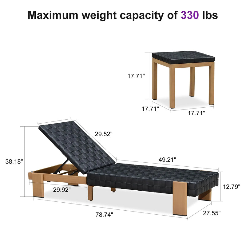 PURPLE LEAF Patio Lounge Chair Modern Outdoor Chaise Lounge 2 Piece with Adjustable Backrest Rattan Chaise Lounge Chairs for Pool Garden Backyard Beach