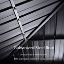 PURPLE LEAF Hardtop Gazebo for Patio Wood Grain Galvanized Steel Frame Awning with Netting