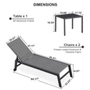 OPEN BOX I PURPLE LEAF Patio Chaise Lounge Textilene Pool with Wheels Sunbathing Chair for Outdoor, Beach, Yard, Side Table Included