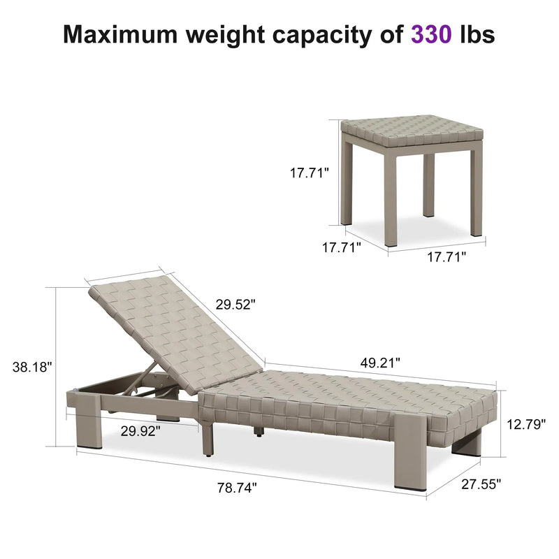 PURPLE LEAF Patio Lounge Chair Modern Outdoor Chaise Lounge 2 Piece with Adjustable Backrest Rattan Chaise Lounge Chairs for Pool Garden Backyard Beach