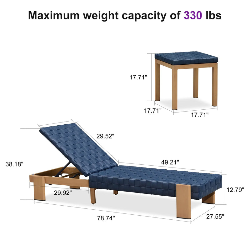 PURPLE LEAF Patio Lounge Chair Modern Outdoor Chaise Lounge 2 Piece with Adjustable Backrest Rattan Chaise Lounge Chairs for Pool Garden Backyard Beach