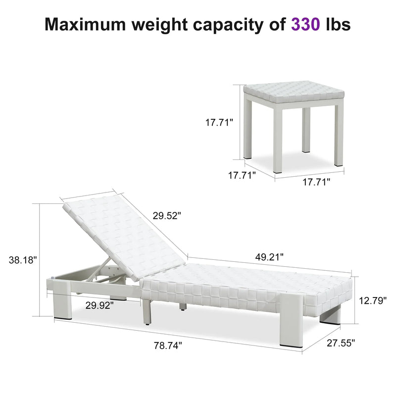PURPLE LEAF Patio Lounge Chair Modern Outdoor Chaise Lounge 2 Piece with Adjustable Backrest Rattan Chaise Lounge Chairs for Pool Garden Backyard Beach