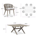 PURPLE LEAF Outdoor Dining Set All Weather Wicker Patio Dining Set with Rectangular Aluminum Table and Modern Armrest Dining Chairs for Garden Deck Backyard Kitchen