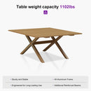 PURPLE LEAF Outdoor Dining Table Set All-Weather Aluminum with Wood Grain Table and Rope Woven Chairs Includes Backyard Patio Cushions