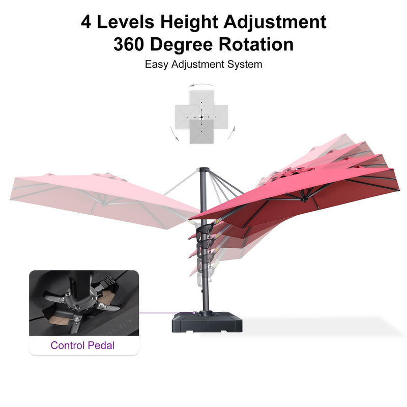 PURPLE LEAF 8 x 8 ft Swimming Pool Umbrella Outdoor Patio Cantilever Umbrella with Base