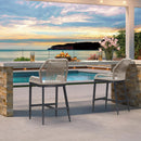 PURPLE LEAF Bar Stools Set of 2 Modern Rattan Bar Stools Counter Stools with Cushions for Outdoor Kitchen Island Stools