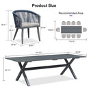 PURPLE LEAF Outdoor Dining Table Set All-Weather Aluminum with Wood Grain Table and Rope Woven Chairs Includes Backyard Patio Cushions