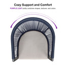 PURPLE LEAF Outdoor Dining Table Set All-Weather Aluminum with Wood Grain Table and Rope Woven Chairs Includes Backyard Patio Cushions