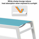 PURPLE LEAF Outdoor Chaise Lounge Chairs Set of 2 White Aluminum Lounge Chair Five-Position Adjustable Chaise with Wheels and Table for Pool Deck Patio