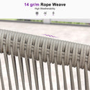 PURPLE LEAF Outdoor Dining Table Set All-Weather Aluminum with Wood Grain Table and Rope Woven Chairs Includes Backyard Patio Cushions