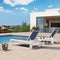 PURPLE LEAF Outdoor Chaise Lounge Chairs Set of 2 White Aluminum Lounge Chair Five-Position Adjustable Chaise with Wheels and Table for Pool Deck Patio