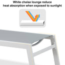 PURPLE LEAF Outdoor Chaise Lounge Chairs Set of 2 White Aluminum Lounge Chair Five-Position Adjustable Chaise with Wheels and Table for Pool Deck Patio