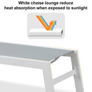 PURPLE LEAF Outdoor Chaise Lounge Chairs Set of 2 White Aluminum Lounge Chair Five-Position Adjustable Chaise with Wheels and Table for Pool Deck Patio