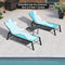 PURPLE LEAF 2 Pieces Extended Edition Patio Outdoor Chaise Lounge with Wheels for Patio Pool Lawn Sunbathing Chair