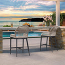 PURPLE LEAF Bar Stools Set of 2 Modern Rattan Bar Stools Counter Stools with Cushions for Outdoor Kitchen Island Stools