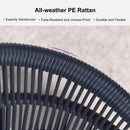 PURPLE LEAF Outdoor Dining Set All Weather Wicker Patio Dining Set with Rectangular Aluminum Table and Modern Armrest Dining Chairs for Garden Deck Backyard Kitchen