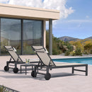 PURPLE LEAF Lounge Chair Set for Outside Aluminum Patio Recliner with Side Table and Pillow Beach Sunbathing Tanning Chairs Pool Chaise Lounger Outdoor