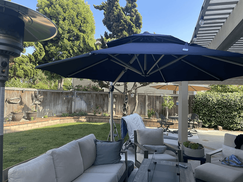 PURPLE LEAF Large Round Patio Cantilever Umbrella for Deck, Pool, Backyard