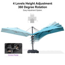 PURPLE LEAF 8 x 8 ft Swimming Pool Umbrella Outdoor Patio Cantilever Umbrella with Base