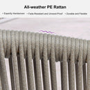 PURPLE LEAF Outdoor Dining Set All Weather Wicker Patio Dining Set with Rectangular Aluminum Table and Modern Armrest Dining Chairs for Garden Deck Backyard Kitchen