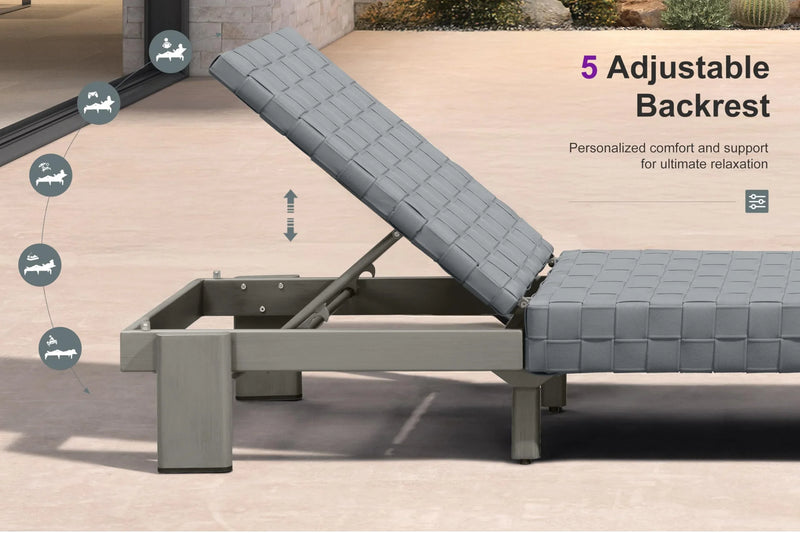 PURPLE LEAF Patio Lounge Chair Modern Outdoor Chaise Lounge 2 Piece with Adjustable Backrest Rattan Chaise Lounge Chairs for Pool Garden Backyard Beach