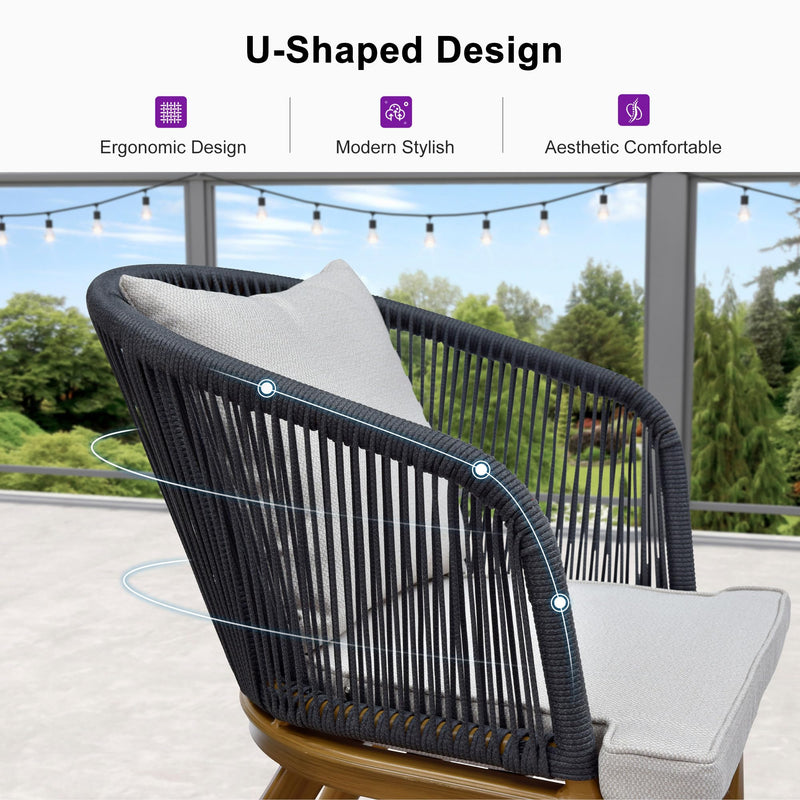 PURPLE LEAF Patio Dining Set for Garden Deck Wicker Table and Chairs Set