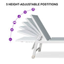 PURPLE LEAF Outdoor Chaise Lounge Chairs Set of 2 White Aluminum Lounge Chair Five-Position Adjustable Chaise with Wheels and Table for Pool Deck Patio