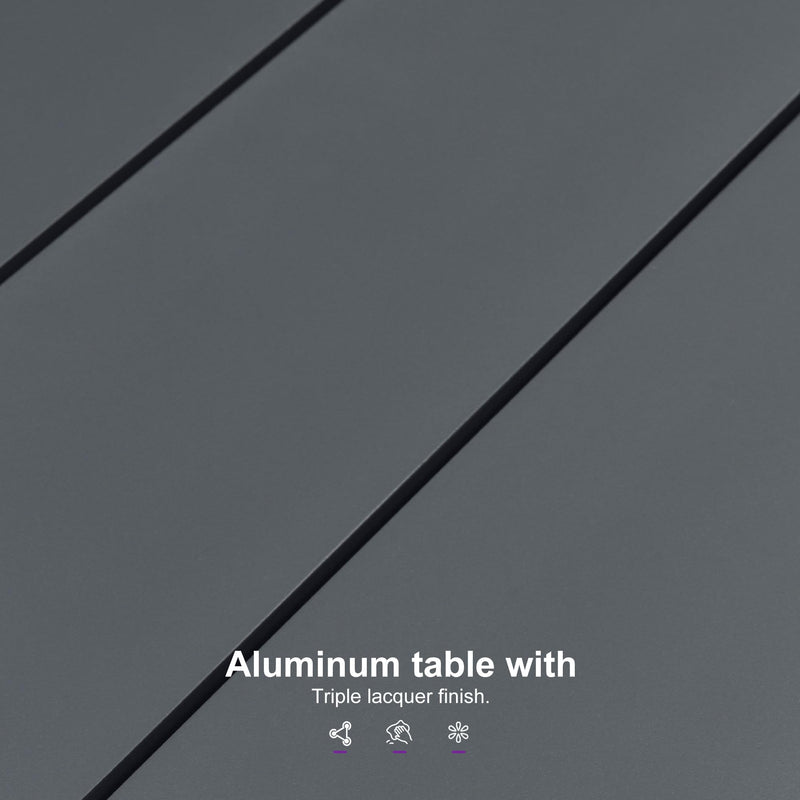 PURPLE LEAF Outdoor Dining Table Set All-Weather Aluminum with Wood Grain Table and Rope Woven Chairs Includes Backyard Patio Cushions
