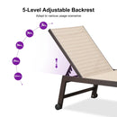 PURPLE LEAF Oversize Outdoor Chaise Lounge Set with Side Table, All Aluminum Frame with Wheels and Adjustable Backrest. Perfect for Patio Pool