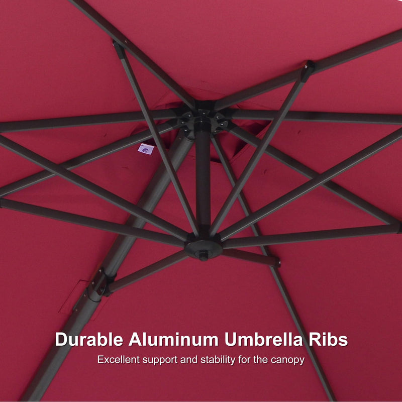 PURPLE LEAF 8 x 8 ft Swimming Pool Umbrella Outdoor Patio Cantilever Umbrella with Base