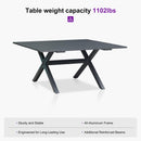 PURPLE LEAF Outdoor Dining Table Set All-Weather Aluminum with Wood Grain Table and Rope Woven Chairs Includes Backyard Patio Cushions