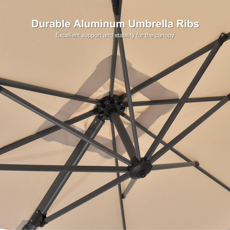 PURPLE LEAF 8 x 8 ft Swimming Pool Umbrella Outdoor Patio Cantilever Umbrella with Base