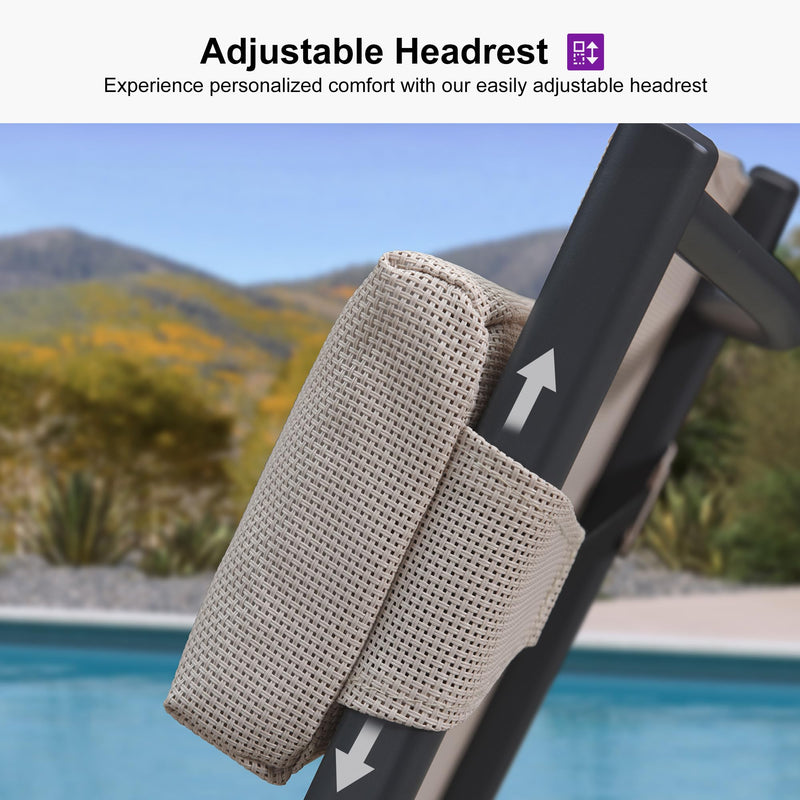 PURPLE LEAF Lounge Chair Set for Outside Aluminum Patio Recliner with Side Table and Pillow Beach Sunbathing Tanning Chairs Pool Chaise Lounger Outdoor