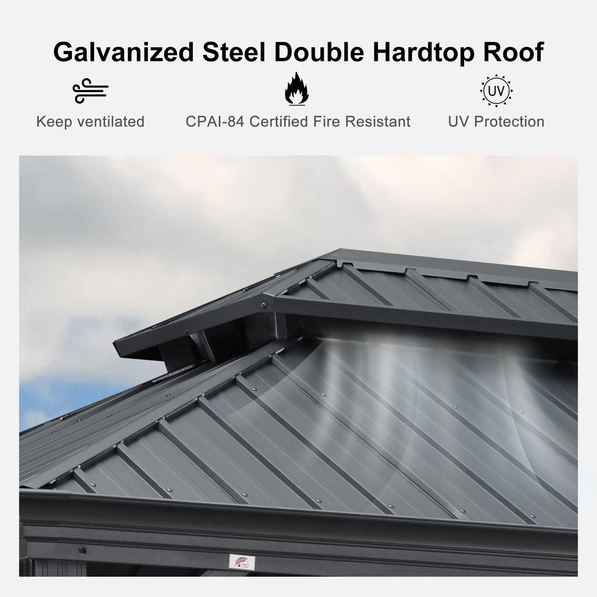 Hardtop Patio Gazebo | Grey Galvanized Steel Roof