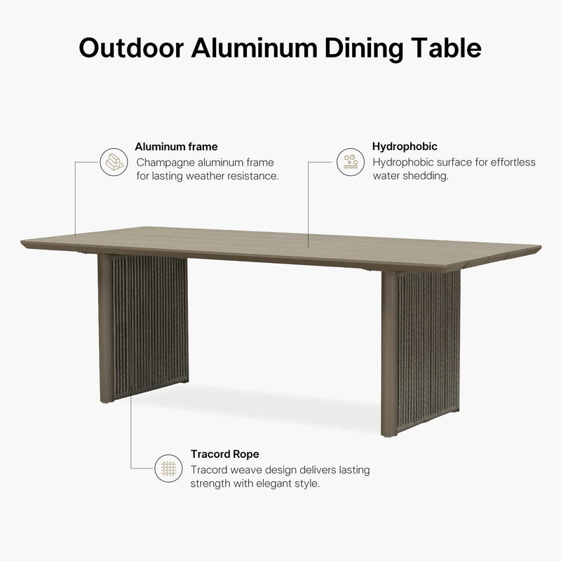 PURPLE LEAF Outdoor Dining Set for Family, Aluminum Outdoor Patio Table and Chairs Set with Olefin Cushions, Patio Furniture Set for Garden or Deck, Beige