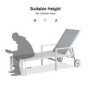 PURPLE LEAF Outdoor Chaise Lounge Chairs Set of 2 White Aluminum Lounge Chair Five-Position Adjustable Chaise with Wheels and Table for Pool Deck Patio