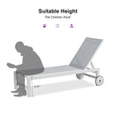 PURPLE LEAF Outdoor Chaise Lounge Chairs Set of 2 White Aluminum Lounge Chair Five-Position Adjustable Chaise with Wheels and Table for Pool Deck Patio