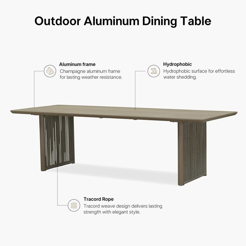 PURPLE LEAF Outdoor Dining Set for Family, Aluminum Outdoor Patio Table and Chairs Set with Olefin Cushions, Patio Furniture Set for Garden or Deck, Beige